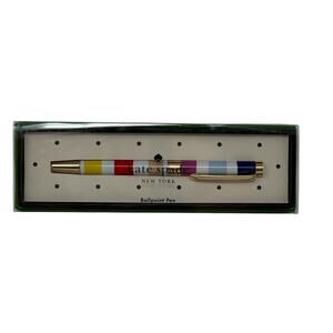 Kate Spade NY Candy Stripe Colorblock Ballpoint Pen Gift Boxed Rainbow NWT